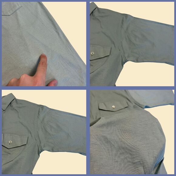 Vintage 70s/80s polo Cross Creek shirt, seafoam green USA-made cotton mens top - Picture 3 of 7